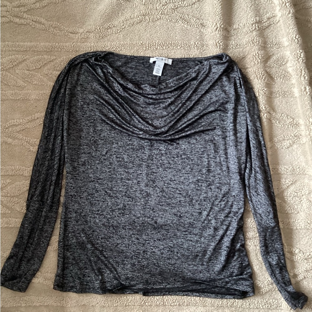 White House Black Market Charcoal Long Sleeve Top